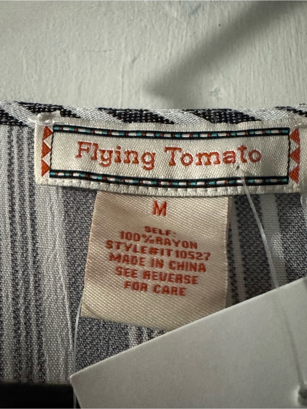 Flying Tomato Black & White Striped Tie Front Bell Sleeve Crop Top NWT - Picture 3 of 4